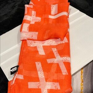 Orange and White Geometric Scarf